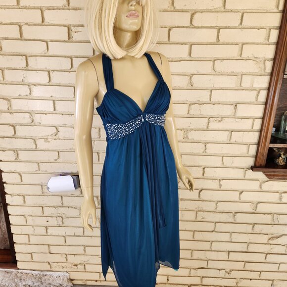 Euc City Triangle Womens/Juniors Blue/Green Formal/Date Night Dress Small - Picture 1 of 7